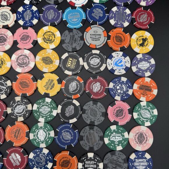 Huge Lot Of 185 Harley Davidson & 1 Indian Poker Chips Destinations Rare Vintage - Picture 4 of 8
